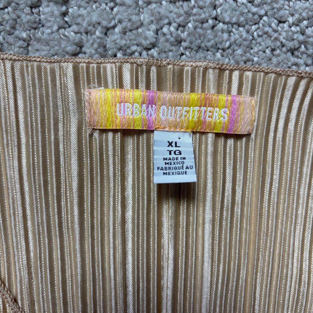 Urban Outfitters Plisse Pleated Blouse Gold Size XL Bell Sleeve Cardigan Y2K - Picture 3 of 8